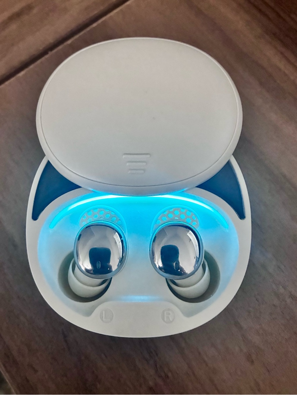 Wireless Earbuds with Charging Case - White & Chrome